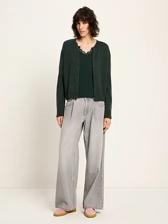 LANIUS | Strickjacke Boxy Fit | dunkelgrün